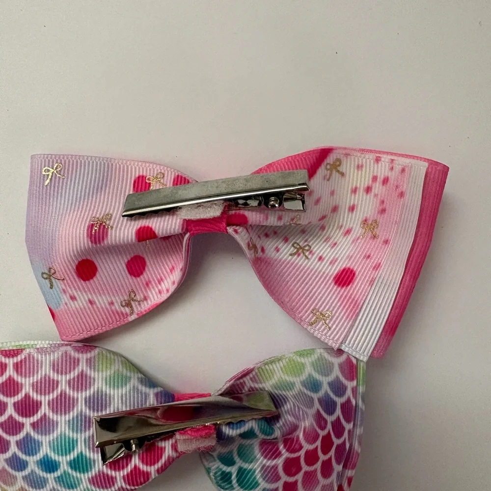 Colorful Mermaid and Bow Pattern Hair Clips